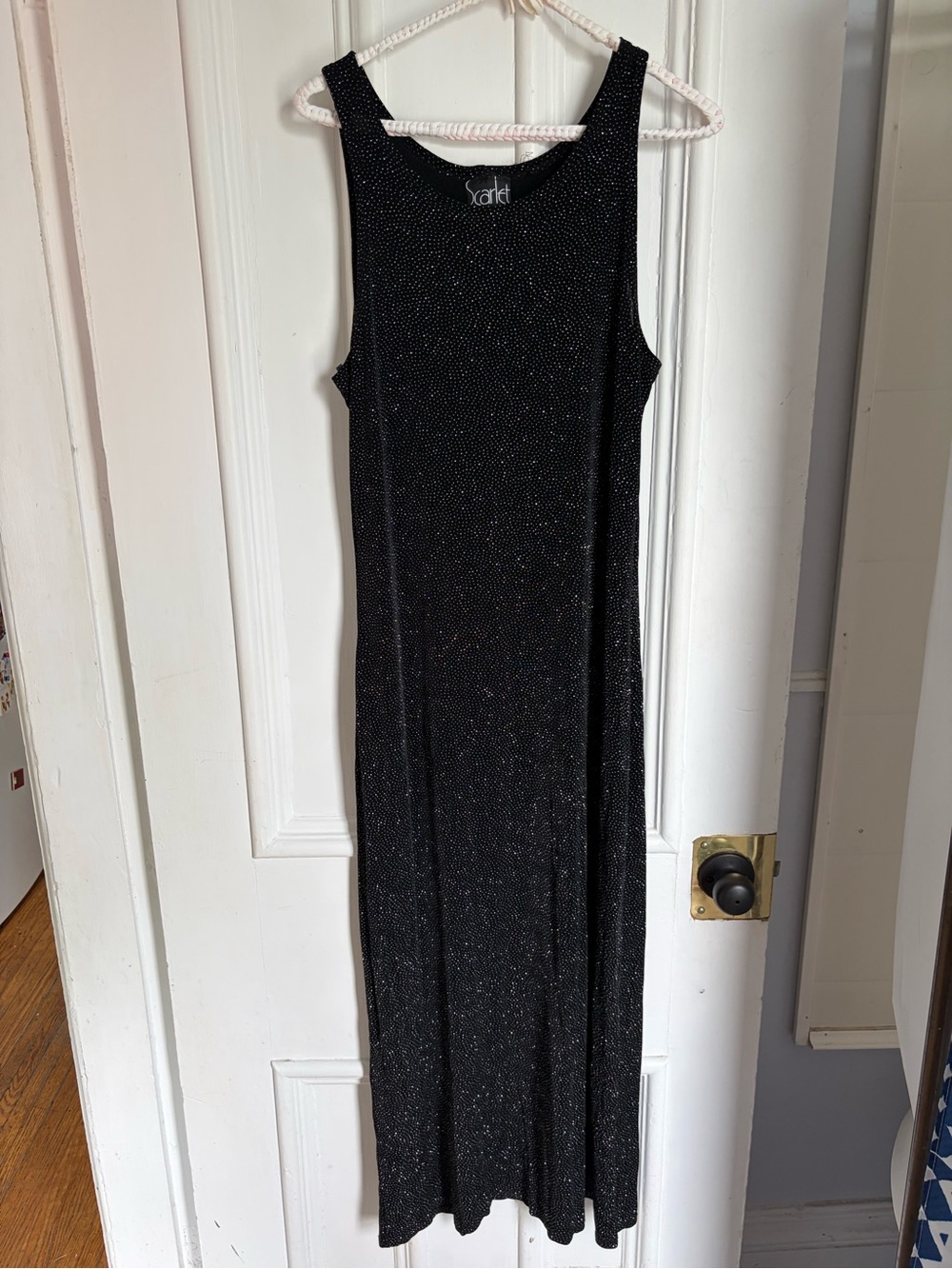 Vintage Black Slinky Dress with Metallic Glitter